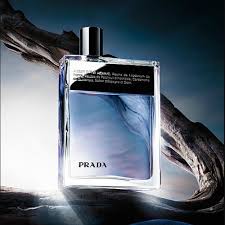 Prada Amber Pour Homme vintage minimalist fragrance advertising with subdued color and typographic discipline