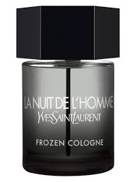 YSL La Nuit de L’Homme studio campaign image showing a dark faceted bottle in controlled low-key lighting with minimal typography